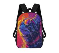 sinyumoney Zaino scolastico per bambini Cat Japan Zaino scolastico per bambini, stile casual e alla moda, stampa 3D, divertente e originale, Colorful Cat Painting, 17"