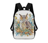 sinyumoney Zaino scolastico per bambini Cat Japan Zaino scolastico per bambini, stile casual e alla moda, stampa 3D, divertente e originale, Natura Minimalist Gufo, 17"