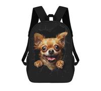 sinyumoney Zaino scolastico per bambini Celestial Wolf on Mountain Peak Zaino casual per viaggi, stampa 3D, per ragazzi e ragazze, grande capacità, Chihuahua, 17"