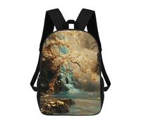 sinyumoney Zaino scolastico per bambini Celestial Wolf on Mountain Peak Zaino casual per viaggi, stampa 3D, per ragazzi e ragazze, grande capacità, Golden Tree Of Harmony Cherry Blossom, 17"