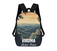 sinyumoney Zaino scolastico per bambini Celestial Wolf on Mountain Peak Zaino casual per viaggi, stampa 3D, per ragazzi e ragazze, grande capacità, Virginia Mountain Landscape, 17"