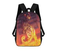 sinyumoney Zaino scolastico per bambini Celestial Wolf on Mountain Peak Zaino casual per viaggi, stampa 3D, per ragazzi e ragazze, grande capacità, Lava Leopard, 17"