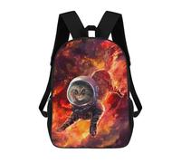 sinyumoney Zaino scolastico per bambini Celestial Wolf on Mountain Peak Zaino casual per viaggi, stampa 3D, per ragazzi e ragazze, grande capacità, Arancione Space Cat, 17"