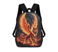 sinyumoney Zaino scolastico per bambini Celestial Wolf on Mountain Peak Zaino casual per viaggi, stampa 3D, per ragazzi e ragazze, grande capacità, Fiery Winged Wolf, 17"