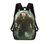 sinyumoney Zaino scolastico per bambini cervi in The Woods Zaino scolastico per bambini, stile casual e alla moda, con stampa 3D, divertente e originale, Grizzly Bear In Forest, 17"