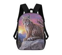sinyumoney Zaino scolastico per bambini cervi in The Woods Zaino scolastico per bambini, stile casual e alla moda, con stampa 3D, divertente e originale, Lynx At Sunset, 17"
