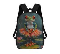 sinyumoney Zaino scolastico per bambini Christmas Tree Zaino scolastico per bambini, stile casual e alla moda, con stampa 3D, divertente e originale, Frog In A Tutu, 17"
