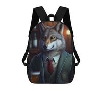sinyumoney Zaino scolastico per bambini Christmas Tree Zaino scolastico per bambini, stile casual e alla moda, con stampa 3D, divertente e originale, Wolf Barkeeper Suit Animal, 17"