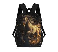 sinyumoney Zaino scolastico per bambini Christmas Tree Zaino scolastico per bambini, stile casual e alla moda, con stampa 3D, divertente e originale, Golden Horse In Motion, 17"