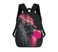 sinyumoney Zaino scolastico per bambini Christmas Tree Zaino scolastico per bambini, stile casual e alla moda, con stampa 3D, divertente e originale, Animali divertenti di leone, 17"