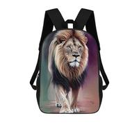 sinyumoney Zaino scolastico per bambini Christmas Tree Zaino scolastico per bambini, stile casual e alla moda, con stampa 3D, divertente e originale, Ritratto Lion Watercolor, 17"
