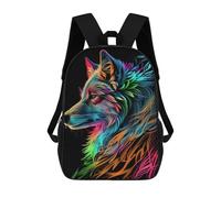 sinyumoney Zaino scolastico per bambini Christmas Tree Zaino scolastico per bambini, stile casual e alla moda, con stampa 3D, divertente e originale, Wolf Pop Art Animal, 17"