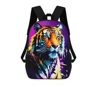 sinyumoney Zaino Scolastico Per Bambini Colorful Tiger Portrait-29 Zaino Scolastico Per Bambini Alla Moda Casual Zaini Da Viaggio Stampa 3D Divertenti E Fantastici Borse Per Libri 17inch