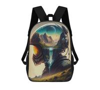 sinyumoney Zaino Scolastico Per Bambini Con Stampa 3D, Borsa Da Viaggio Carina Astronaut's Helmet Landscape Zaini Casual Da Giorno Per Bambini Per Ragazze E Donne 17inch