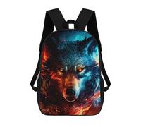 sinyumoney Zaino Scolastico Per Bambini Con Stampa 3D, Borsa Da Viaggio Carina Flaming Wolf Artwork -3 Zaini Casual Da Giorno Per Bambini Per Ragazze E Donne 17inch