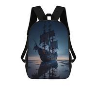sinyumoney Zaino Scolastico Per Bambini Con Stampa 3D, Borsa Da Viaggio Carina Ghost Ship on The Horizon Zaini Casual Da Giorno Per Bambini Per Ragazze E Donne 17inch