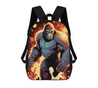 sinyumoney Zaino Scolastico Per Bambini Con Stampa 3D, Borsa Da Viaggio Carina Gorilla Power Fiery Strength Zaini Casual Da Giorno Per Bambini Per Ragazze E Donne 17inch