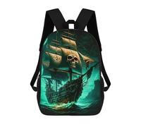 sinyumoney Zaino Scolastico Per Bambini Con Stampa 3D, Borsa Da Viaggio Carina Pirate Ship with Skull Sails Zaini Casual Da Giorno Per Bambini Per Ragazze E Donne 17inch