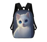 sinyumoney Zaino Scolastico Per Bambini Con Stampa 3D, Borsa Da Viaggio Carina White Cat with Blue Eyes Zaini Casual Da Giorno Per Bambini Per Ragazze E Donne 17inch