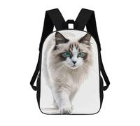 sinyumoney Zaino Scolastico Per Bambini Con Stampa 3D, Borsa Da Viaggio Carina White Cat with Green Eyes Zaini Casual Da Giorno Per Bambini Per Ragazze E Donne 17inch