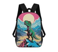 sinyumoney Zaino scolastico per bambini con stampa 3D Dreamy Countryside Zaini, Zaini da viaggio casual, grande zaino da giorno per ragazzi, Dinosaur On Mountain Peak Illustrazione, 17"