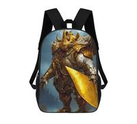 sinyumoney Zaino scolastico per bambini con stampa 3D Neon Energy Flow, grande capacità, ideale per viaggi, libri e scuola., Statua Armor Golden Rhino, 17"