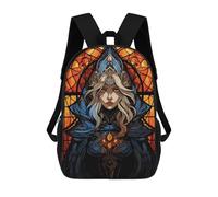sinyumoney Zaino scolastico per bambini Cosmic Celestial Leopard Zaino casual per i viaggi, stampa 3D, per ragazzi e ragazze, grande capacità, Vetro in vetro temperato, 17"