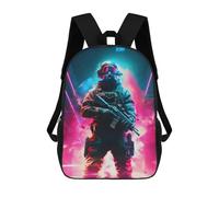 sinyumoney Zaino scolastico per bambini Cosmic Sunflower Zaino scolastico per bambini, stile casual e alla moda, con stampa 3D, divertente e originale, Future Soldier In Neon Lights -1, 17"