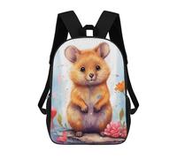 sinyumoney Zaino scolastico per bambini Cosmic Sunflower Zaino scolastico per bambini, stile casual e alla moda, con stampa 3D, divertente e originale, Golden Criceto in Flowers -1, 17"
