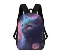 sinyumoney Zaino scolastico per bambini Cosmic Sunflower Zaino scolastico per bambini, stile casual e alla moda, con stampa 3D, divertente e originale, Enchanted Fantasy Cat Ritratto, 17"