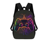 sinyumoney Zaino scolastico per bambini Cosmic Sunflower Zaino scolastico per bambini, stile casual e alla moda, con stampa 3D, divertente e originale, Neon Gaming Controller Art, 17"