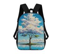 sinyumoney Zaino scolastico per bambini Crow Art Zaino casual per i viaggi, stampa 3D, per ragazzi e ragazze, grande capacità, Impasto Tree Painting On Island, 17"
