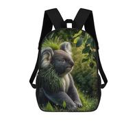 sinyumoney Zaino scolastico per bambini Crow Art Zaino casual per i viaggi, stampa 3D, per ragazzi e ragazze, grande capacità, Koala With Grass Crown, 17"