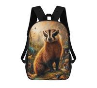 sinyumoney Zaino scolastico per bambini Crow Art Zaino casual per i viaggi, stampa 3D, per ragazzi e ragazze, grande capacità, Whimsical Honey Badger, 17"