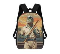 sinyumoney Zaino scolastico per bambini Crow Art Zaino casual per i viaggi, stampa 3D, per ragazzi e ragazze, grande capacità, Vintage Saurian Slugger 5, 17"