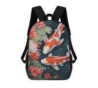 sinyumoney Zaino scolastico per bambini da viaggio a tehran zaino casual per viaggi, stampa 3D, per ragazzi e ragazze, grande capacità, Koi Japanese Landscapes, 17"