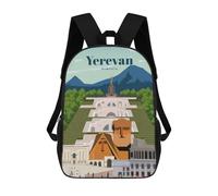 sinyumoney Zaino scolastico per bambini da viaggio a tehran zaino casual per viaggi, stampa 3D, per ragazzi e ragazze, grande capacità, Travel To Yerevan, 17"