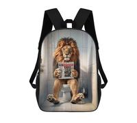 sinyumoney Zaino scolastico per bambini dalmata in The Pub Zaino casual per viaggi, stampa 3D, per ragazzi e ragazze, grande capacità, Lion In The Bathroom, 17"