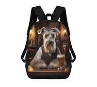 sinyumoney Zaino scolastico per bambini dalmata in The Pub Zaino casual per viaggi, stampa 3D, per ragazzi e ragazze, grande capacità, Schnauzer Dog In The Pub, 17"