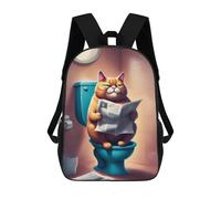 sinyumoney Zaino Scolastico Per Bambini Fat Cat Toilet Newspaper Zaino Scolastico Per Bambini Alla Moda Casual Zaini Da Viaggio Stampa 3D Divertenti E Fantastici Borse Per Libri 17inch