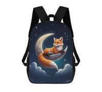 sinyumoney Zaino Scolastico Per Bambini Fox on Crescent Moon Zaino Alla Moda Per Adolescenti Zaino Casual Per Ragazzi E Ragazze Borsa Scolastica Per Adolescenti Zaino Stampato in 3D 17inch