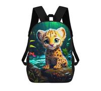 sinyumoney Zaino Scolastico Per Bambini Jungle Leopard Cub Zaino Scolastico Per Bambini Alla Moda Casual Zaini Da Viaggio Stampa 3D Divertenti E Fantastici Borse Per Libri 17inch