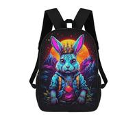sinyumoney Zaino Scolastico Per Bambini King Neon Rabbit Zaino Alla Moda Per Adolescenti Zaino Casual Per Ragazzi E Ragazze Zaino Stampato in 3D 17inch