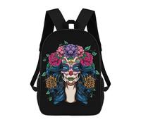 sinyumoney Zaino Scolastico Per Bambini La Catrina Los Muertos Day Zaino Scolastico Per Bambini Alla Moda Casual Zaini Da Viaggio Stampa 3D Divertenti E Fantastici Borse Per Libri 17inch