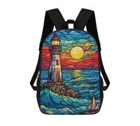 sinyumoney Zaino Scolastico Per Bambini Lighthouse Sailboat Sunset Zaino Scolastico Per Bambini Alla Moda Casual Zaini Da Viaggio Stampa 3D Divertenti E Fantastici Borse Per Libri 17inch