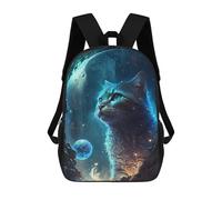 sinyumoney Zaino Scolastico Per Bambini Magical Celestial Cat Portal Zaini Per Libri Zaino Casual Da Viaggio Stampato in 3D Per Ragazzi E Ragazze Zaino Da Giorno Di Grande Capacità 17inch