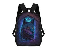 sinyumoney Zaino Scolastico Per Bambini Moonlit Wolf Portrait Zaino Scolastico Per Bambini Alla Moda Casual Zaini Da Viaggio Stampa 3D Divertenti E Fantastici Borse Per Libri 17inch
