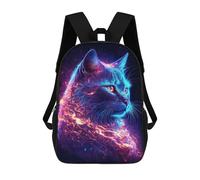 sinyumoney Zaino Scolastico Per Bambini Neon Cat Portrait-11 Zaino Scolastico Per Bambini Alla Moda Casual Zaini Da Viaggio Stampa 3D Divertenti E Fantastici Borse Per Libri 17inch
