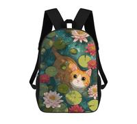 sinyumoney Zaino Scolastico Per Bambini Orange Cat Swim in Lily Pond Zaino Alla Moda Per Adolescenti Zaino Casual Per Ragazzi E Ragazze Borsa Scolastica Per Adolescenti Zaino Stampato in 3D 17inch