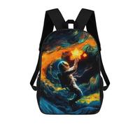 sinyumoney Zaino scolastico per bambini pirata nave zaino scolastico per bambini, stile casual e alla moda, stampa 3D, divertente e originale, Cosmonaut In A Star Dream, 17"
